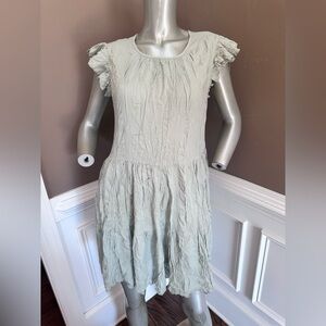 NWT House Of Harlow Crinkle Sage Green Mini Dress Sz S